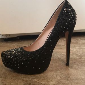 Lauren Lauaine Black Jeweled heels